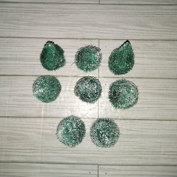 Village Accessories Vintage Frosted Topiary Trees Set of 9 Christmas Holiday - Picture 4 of 8